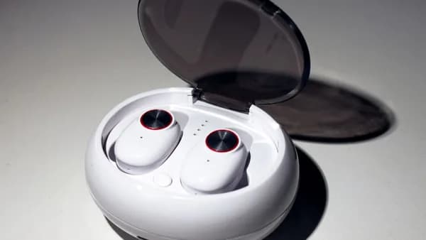 white Bluetooth headset