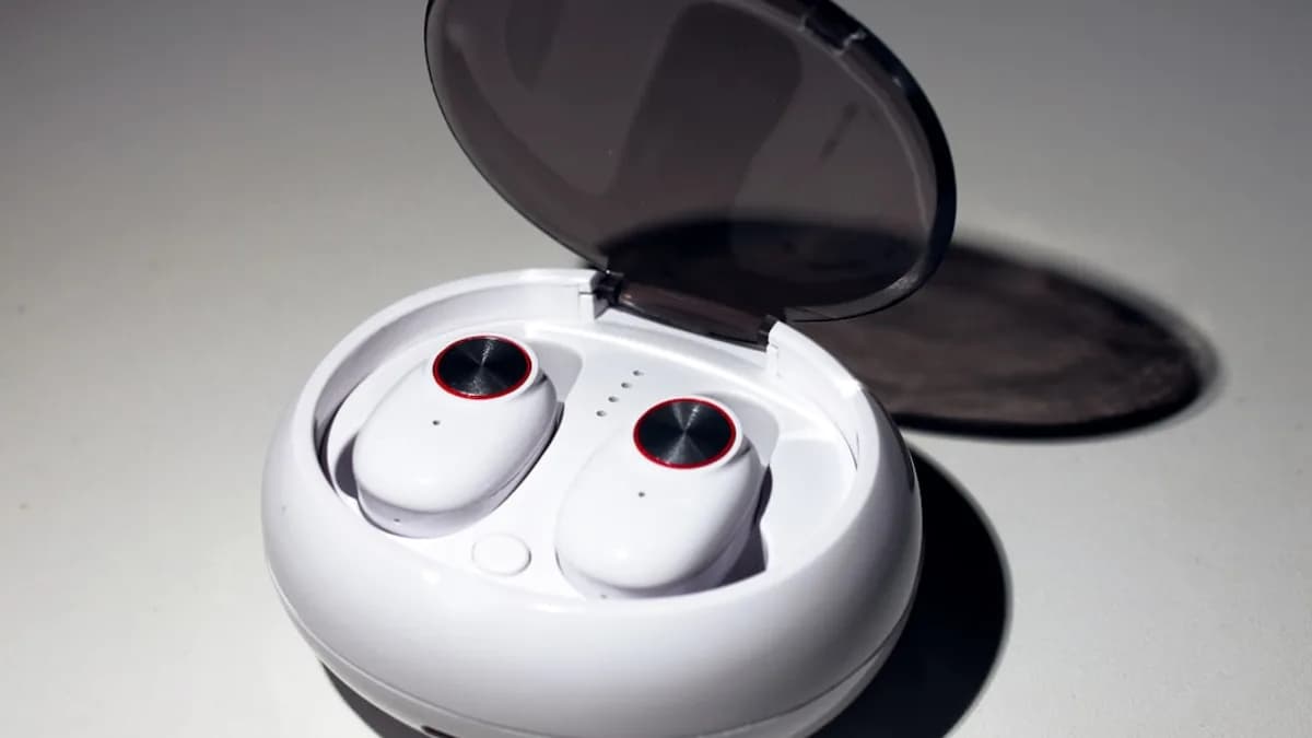 white Bluetooth headset