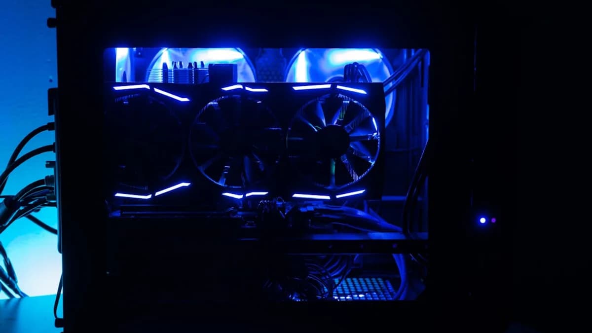 black computer tower inside dark room