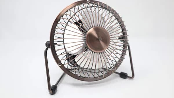 gray and white mini fan on white surface