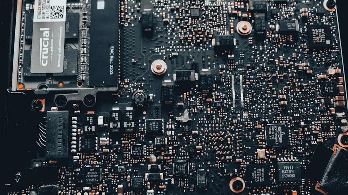 black and gray computer motherboard