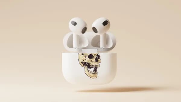 a pair of headphones with a skull on them