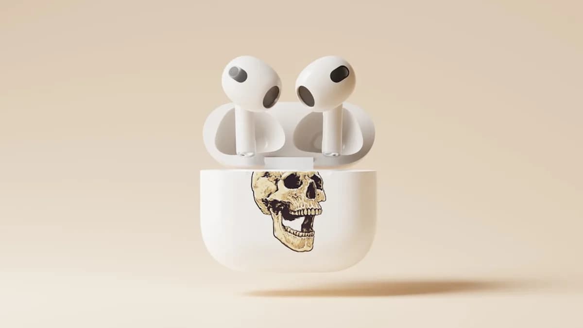 a pair of headphones with a skull on them