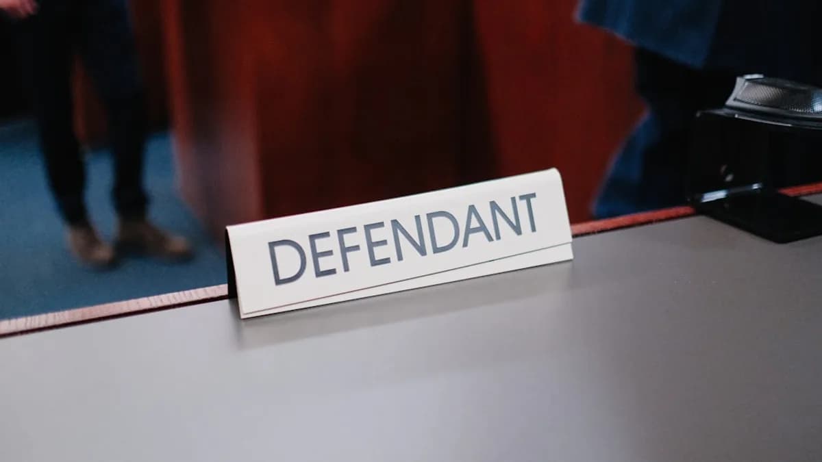 a desk with a sign on it that says defend
