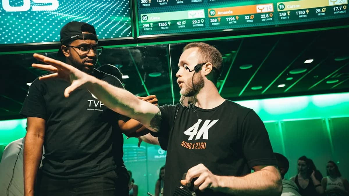 man wearing wireless microphone