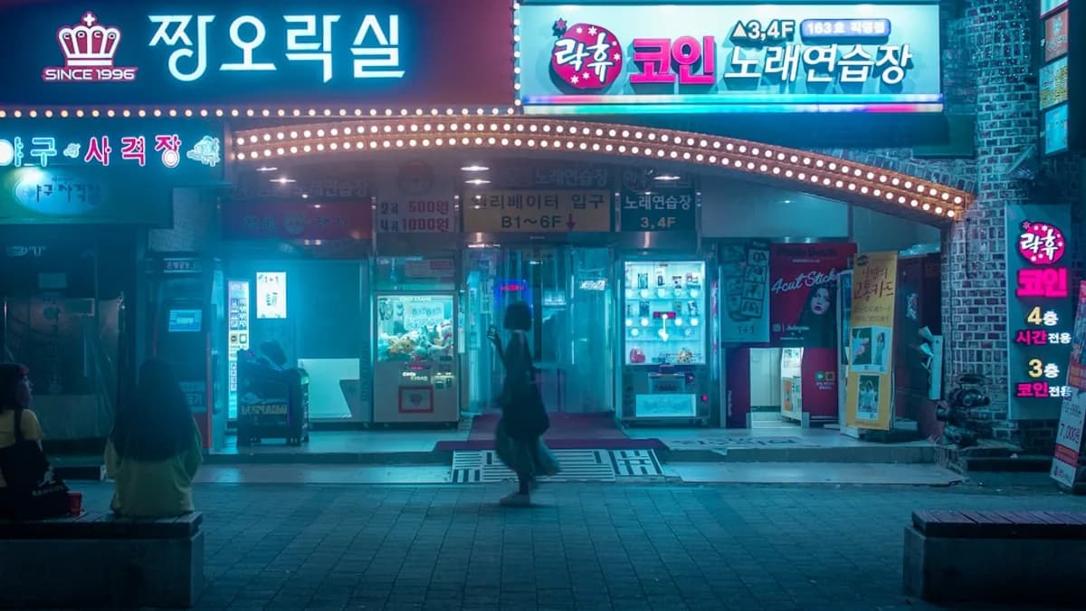 person carrying bag walking in front of store
