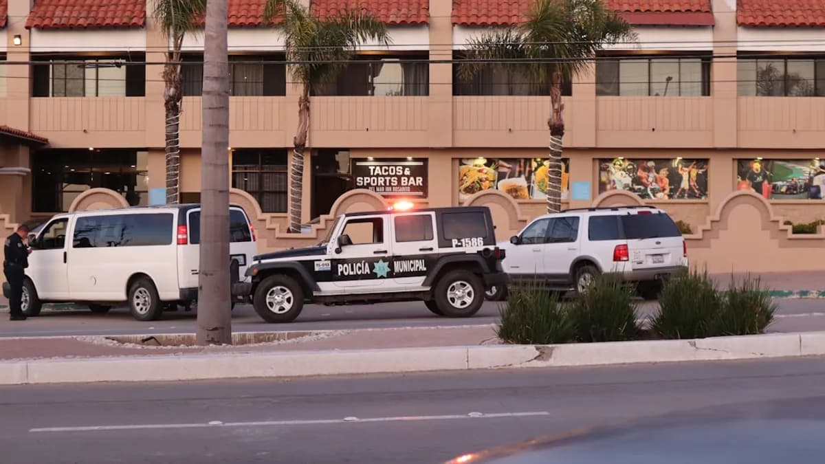 two police cars parked on the side of the road