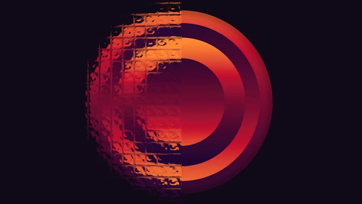 Abstract circular design with a glitch effect