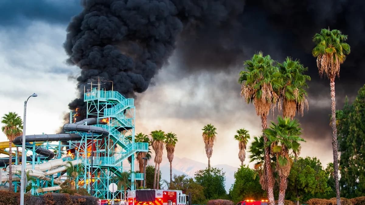 green and white metal building near green palm trees under white clouds during daytime