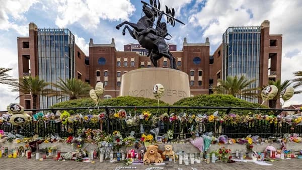 Flowers are placed at the florida state university memorial.