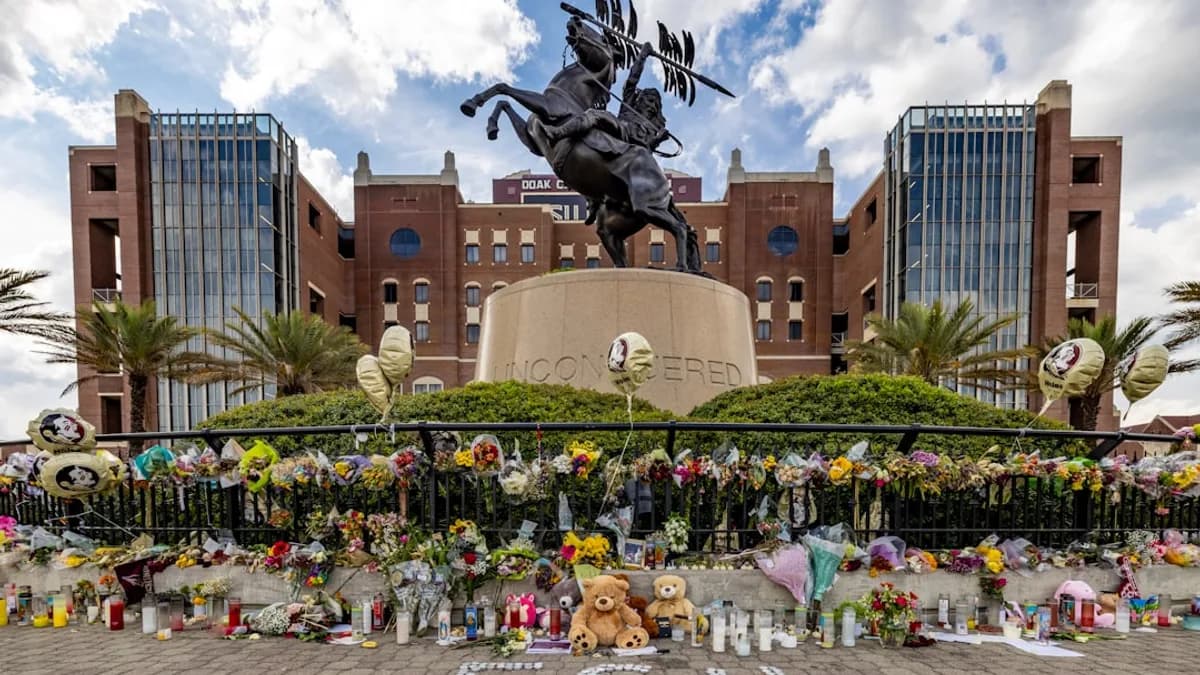 Flowers are placed at the florida state university memorial.