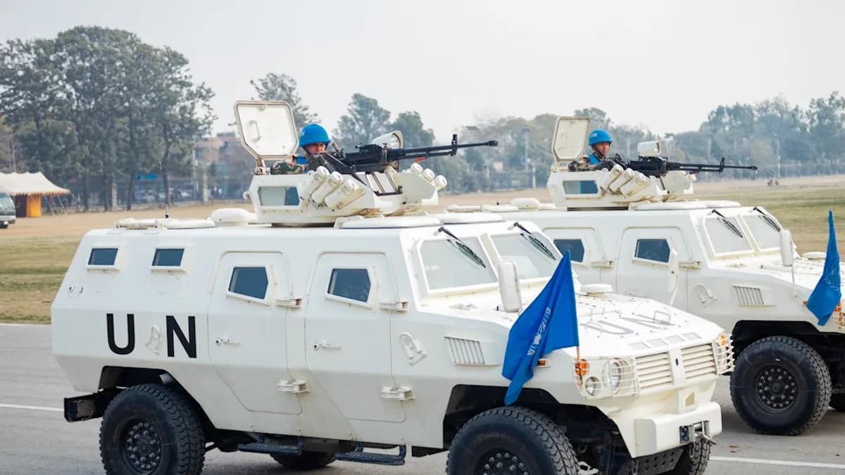 United nations armored vehicles with soldiers