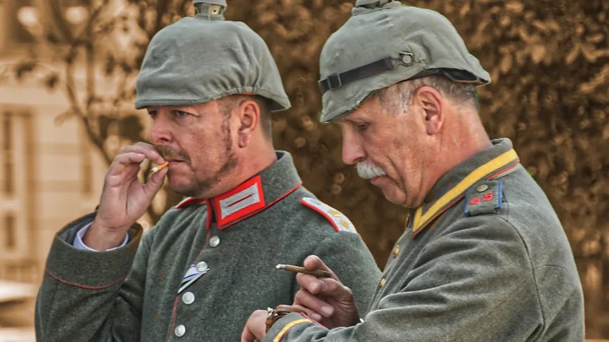 man in black and red uniform