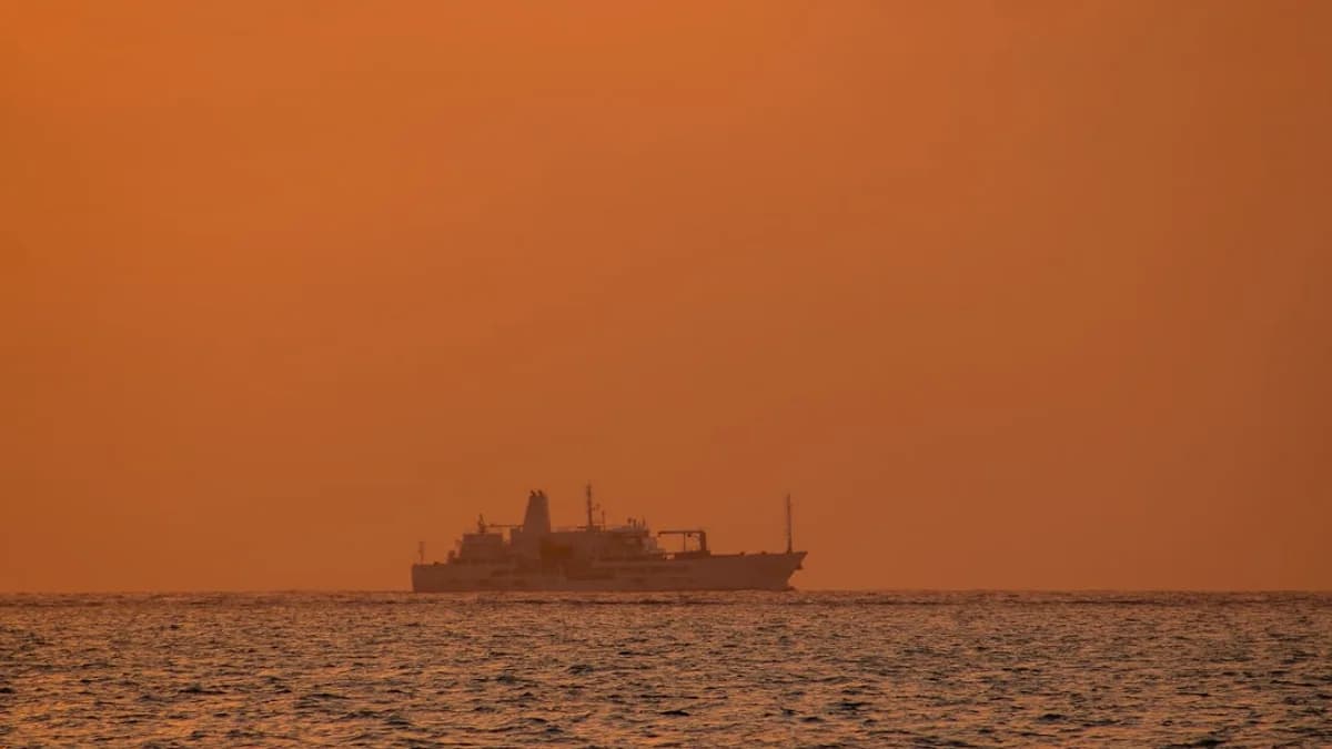 a large boat floating on top of a large body of water
