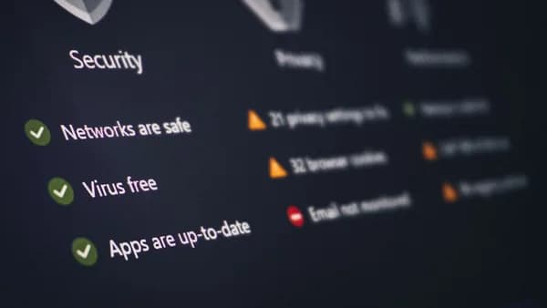 A security and privacy dashboard with its status.