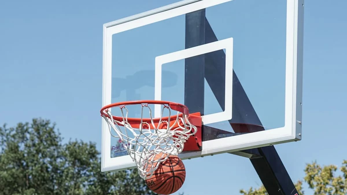 white and red basketball hoop
