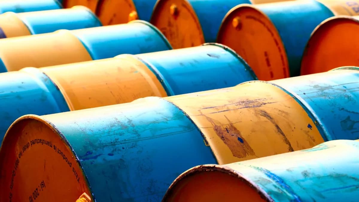 yellow-and-blue oil barrel lot