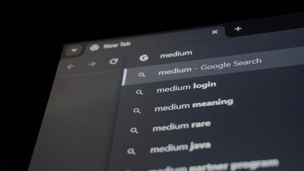 Browser search bar with medium suggestions