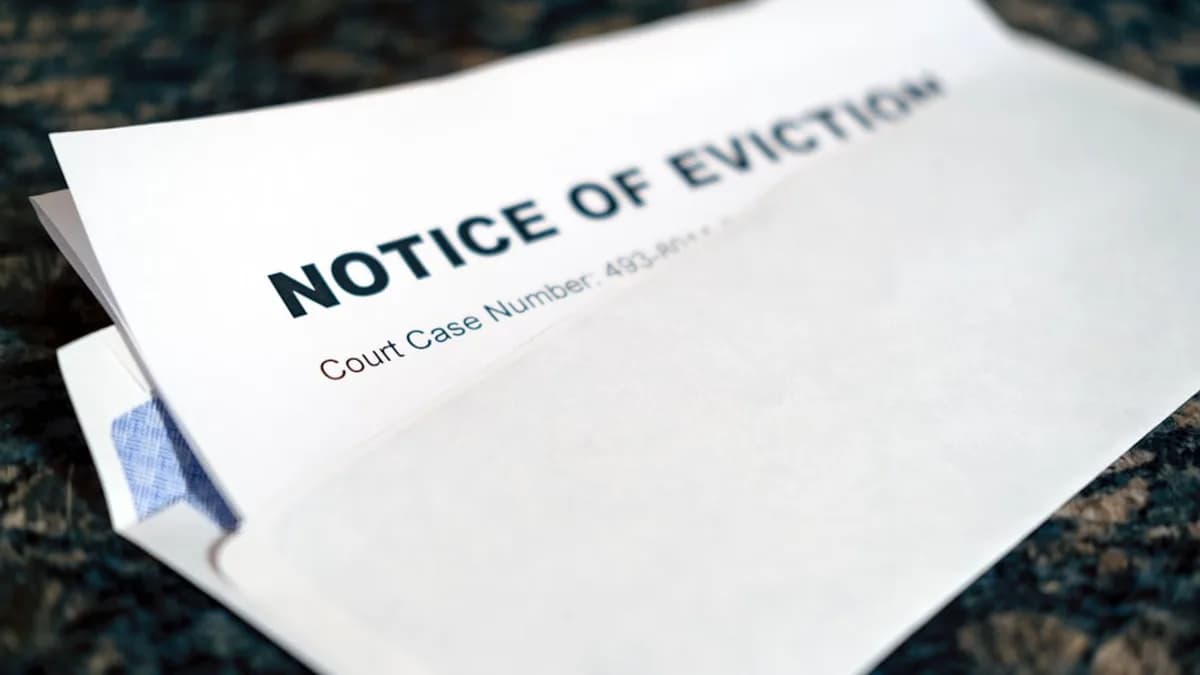 a close up of a piece of paper with a notice of eviction on it