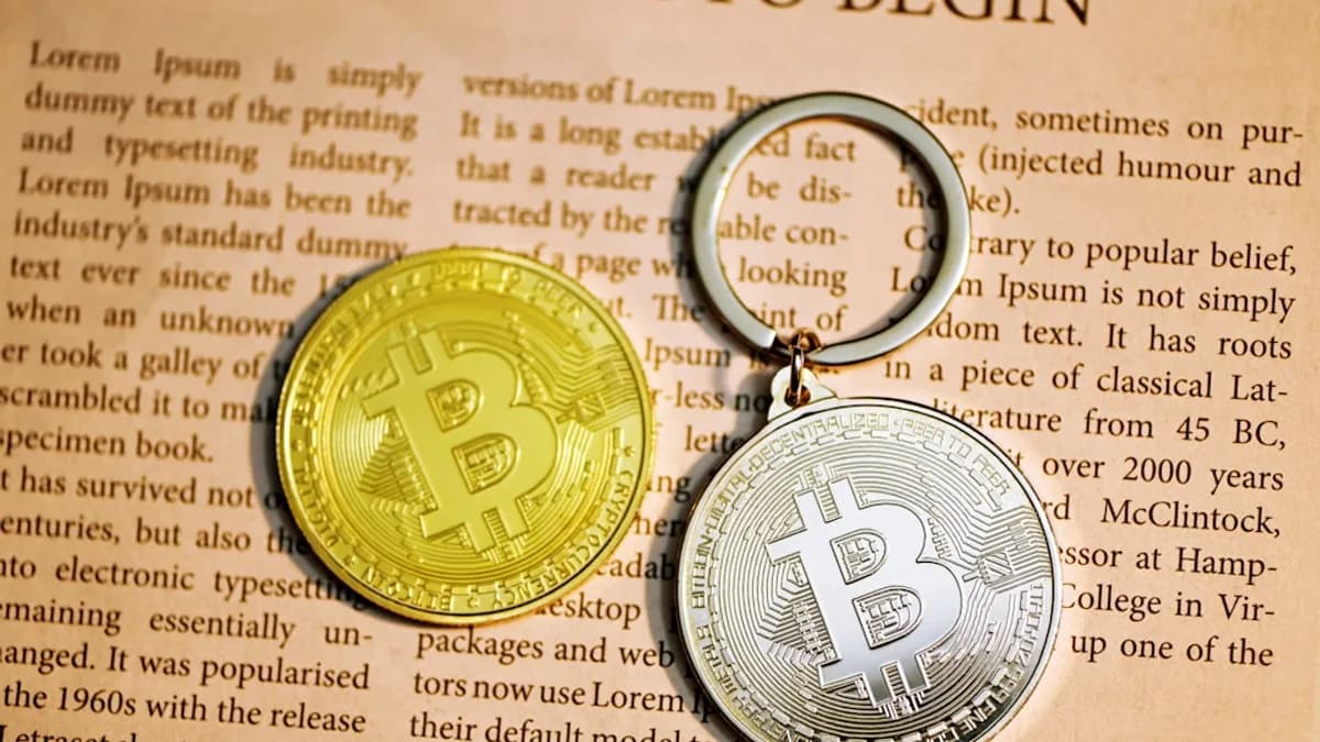 gold round coin on brown paper