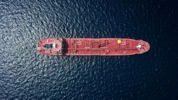 aerial photography of tanker ship