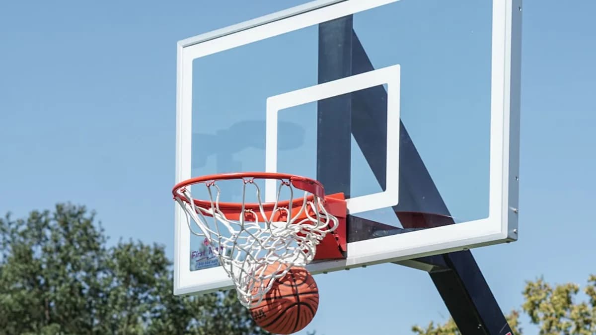 white and red basketball hoop