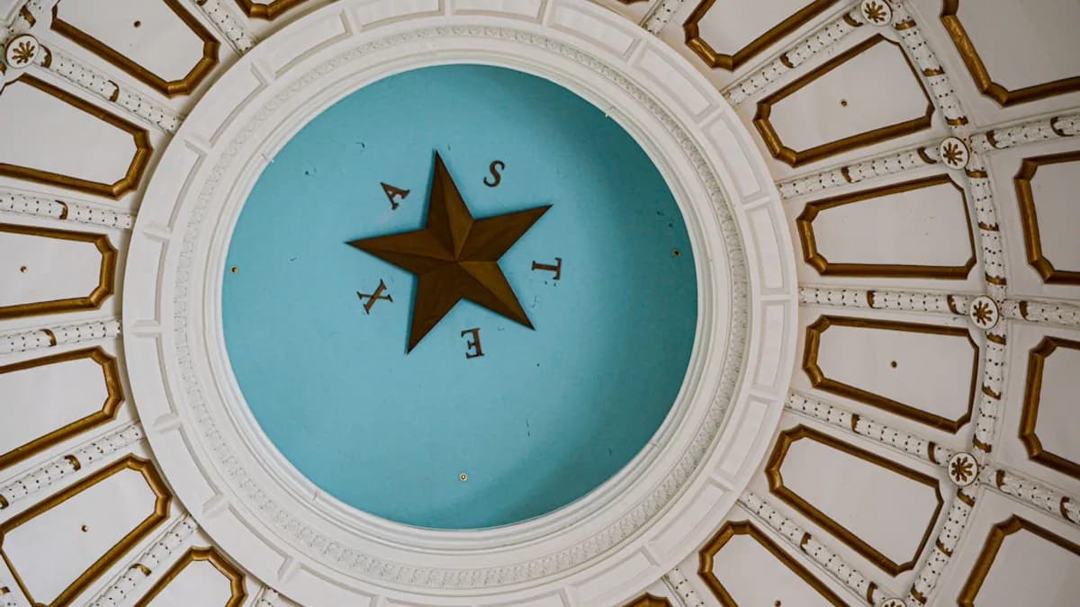 a circular ceiling with a star and a star