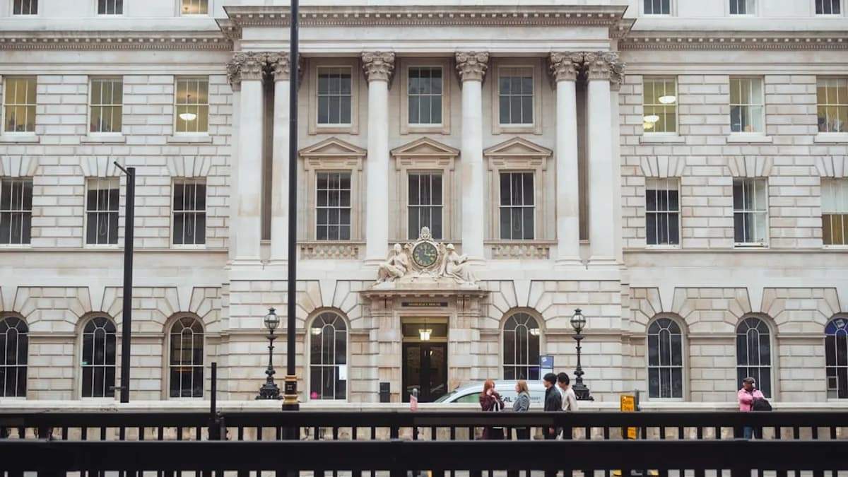 A large white building with many windows