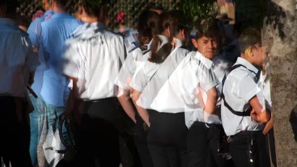 a group of people standing together