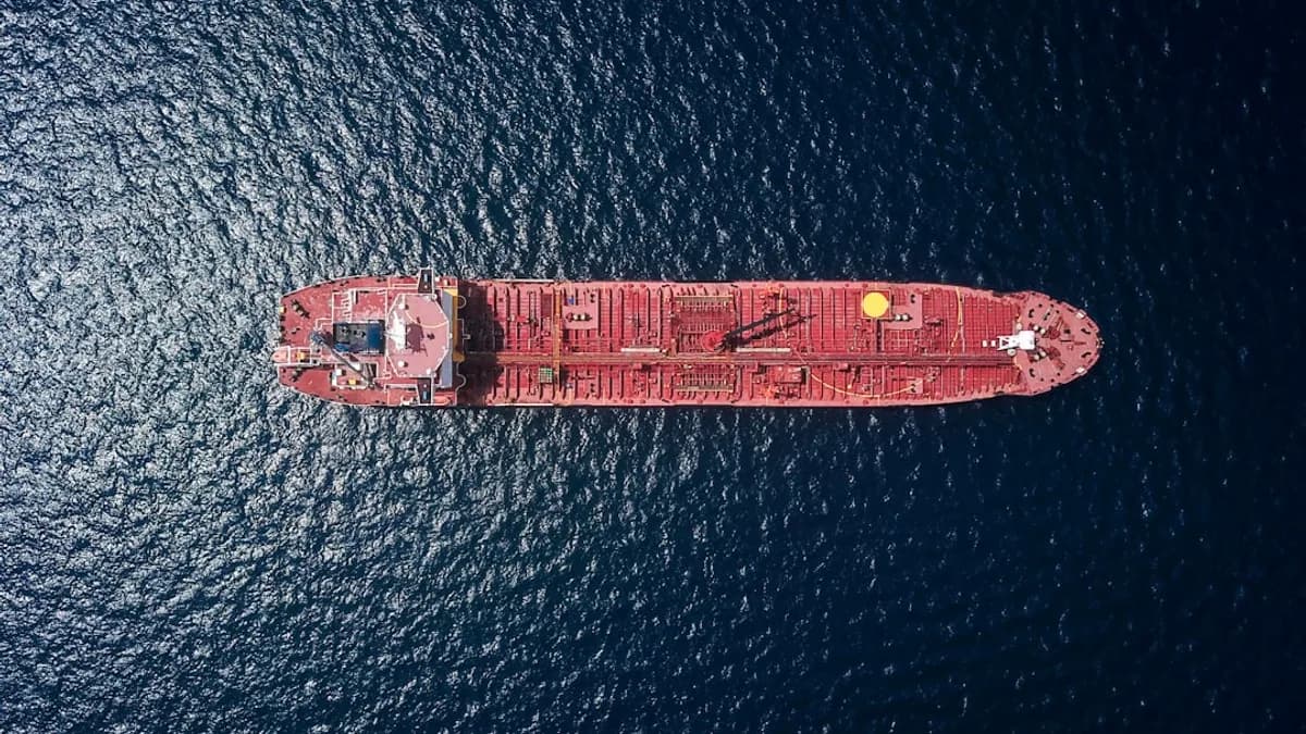 aerial photography of tanker ship