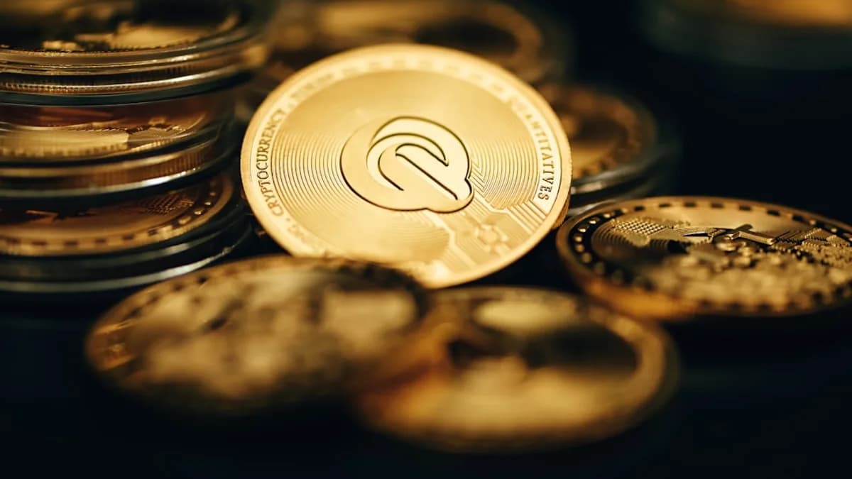 a close up of a coin on a table