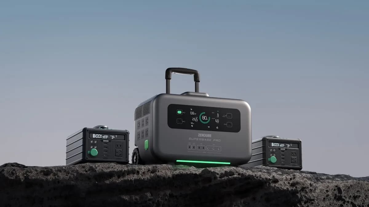 a silver suitcase sitting on top of a rock