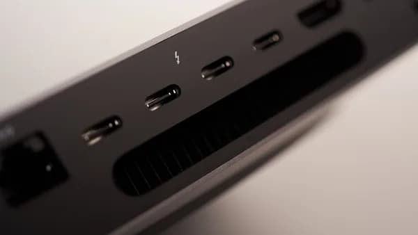 a close up view of the back side of a computer