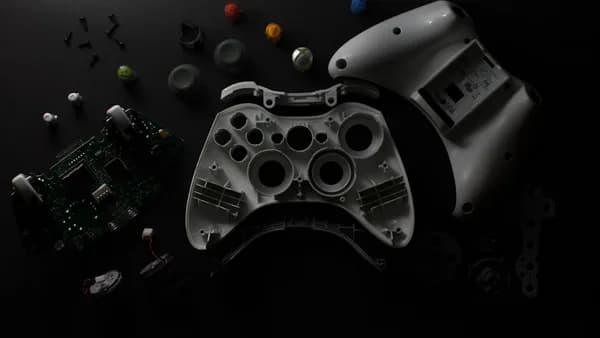 a video game controller sitting on top of a table