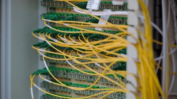 Yellow and green cables are neatly connected.