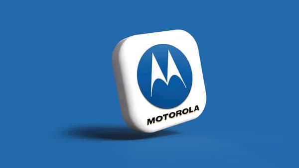a motorola logo on a blue background