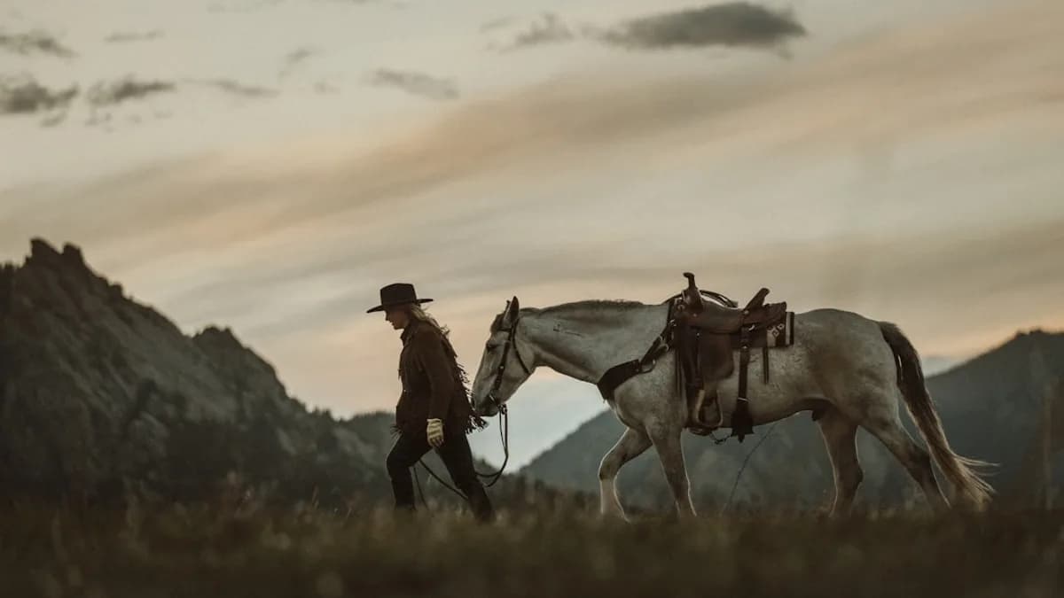 man in red jacket standing beside white horse during daytime