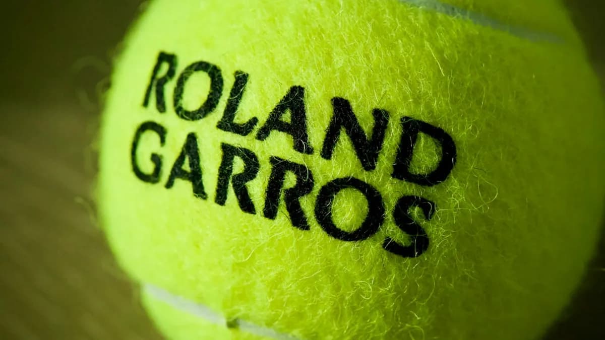 Close-up of a roland garros tennis ball.