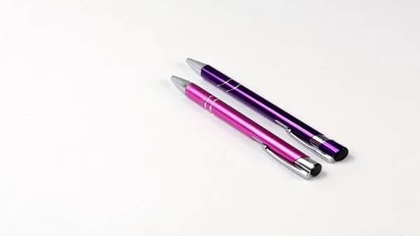 purple and white click pen