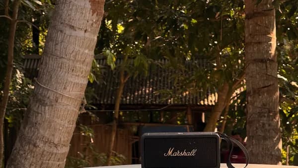 Marshall speaker and sunglasses on car roof