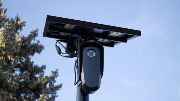 A solar-powered security camera with a clear view.