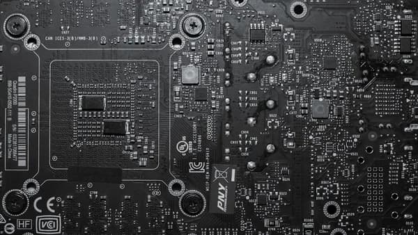 a black and white photo of a computer motherboard