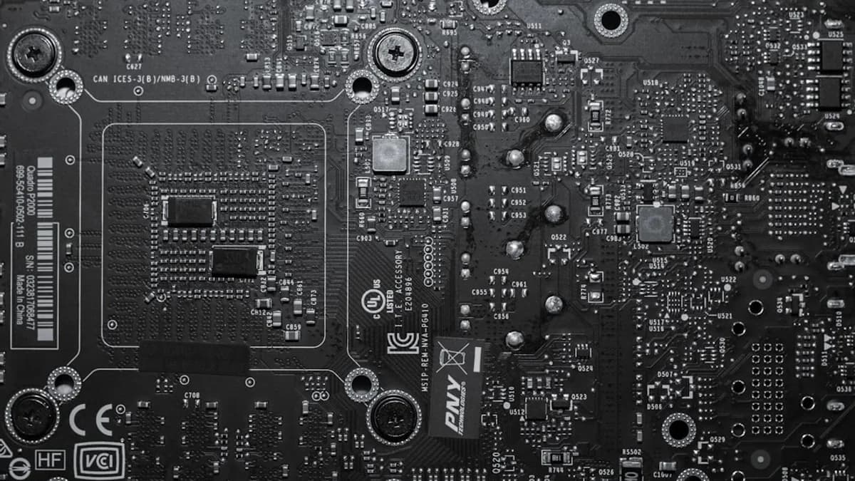 a black and white photo of a computer motherboard