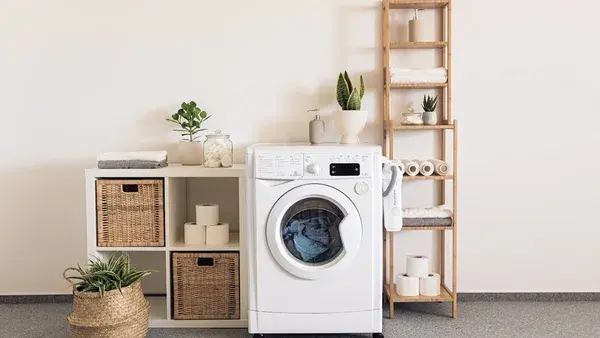 a washer and dryer in a room