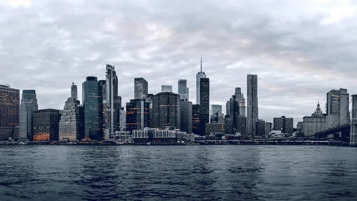 a view of a city from the water